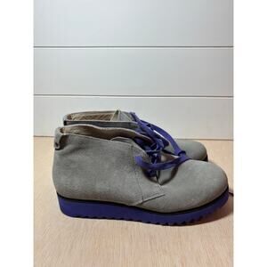 Jambu Women's Gianna Boots Gray/Indigo Leather Suede Booties Size 8.5 Lace Up